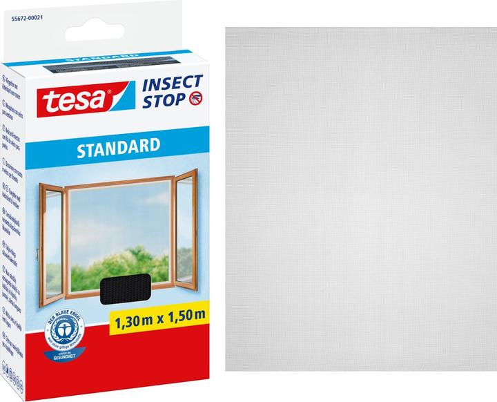 Produktbild tesa Insektenschutz STANDARD für Fenster, mit Klettband, ohne Bohren (130 x 150 cm)