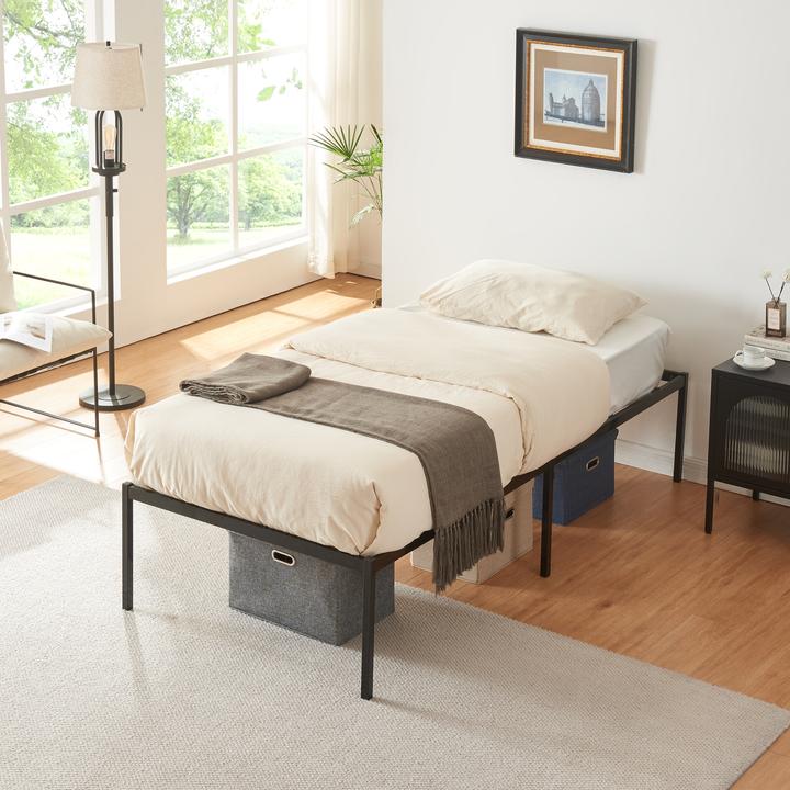 Immagine prodotto En.Casa Letto in metallo Vårdö con materasso 90x200 cm nero (90 x 200 cm)