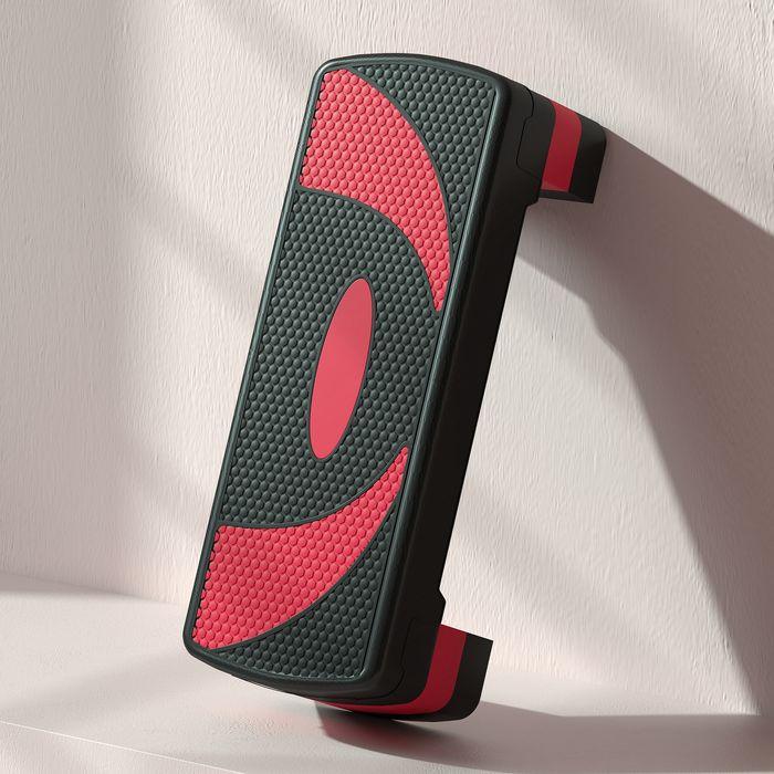 Image du produit Swisshandel24 Steppbrett Aerobic-Stepper höhenverstellbar mit 3 Stufen (10/15/20 cm) Rot