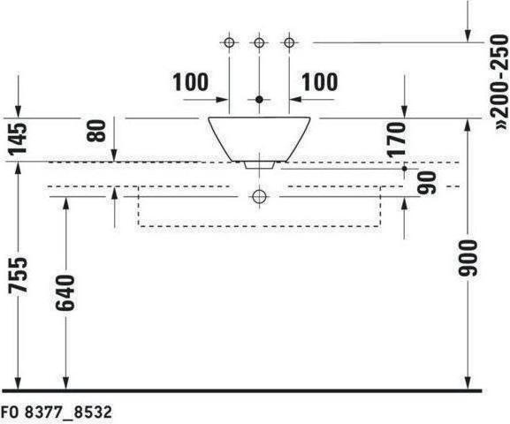 Produktbild Duravit Aufsatzbecken STARCK 1 m ÜL o HLB ohne Hahnloch d= 330mm* weiss (Aufsatzspülbecken, 33 cm, 33 cm)