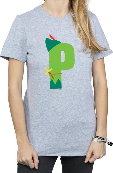Actual product image Disney Womens/Ladies Alphabet P Is For Peter Pan Cotton Boyfriend T-Shirt (S)