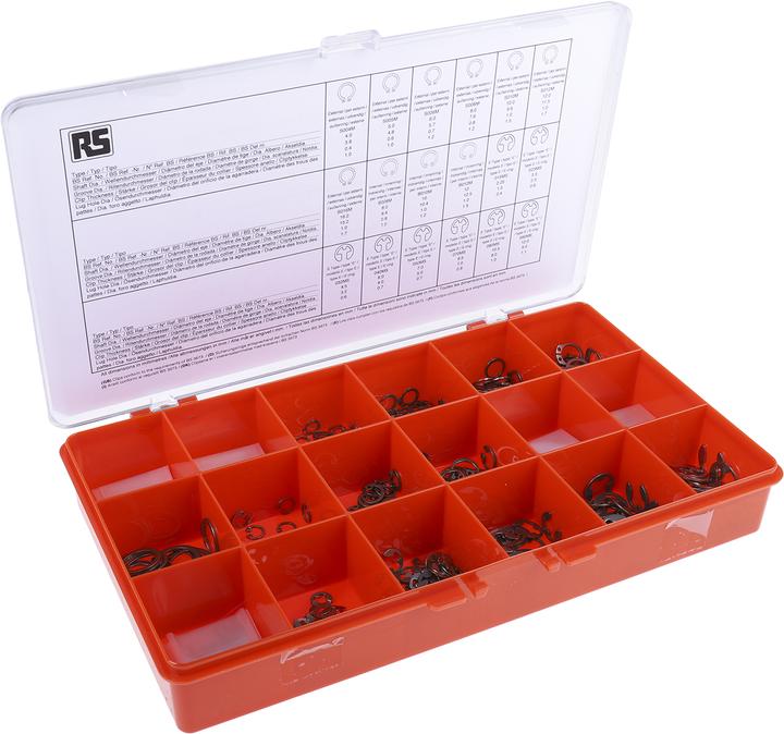 Actual product image Rs Pro 890 piece stainless steel circlip kit