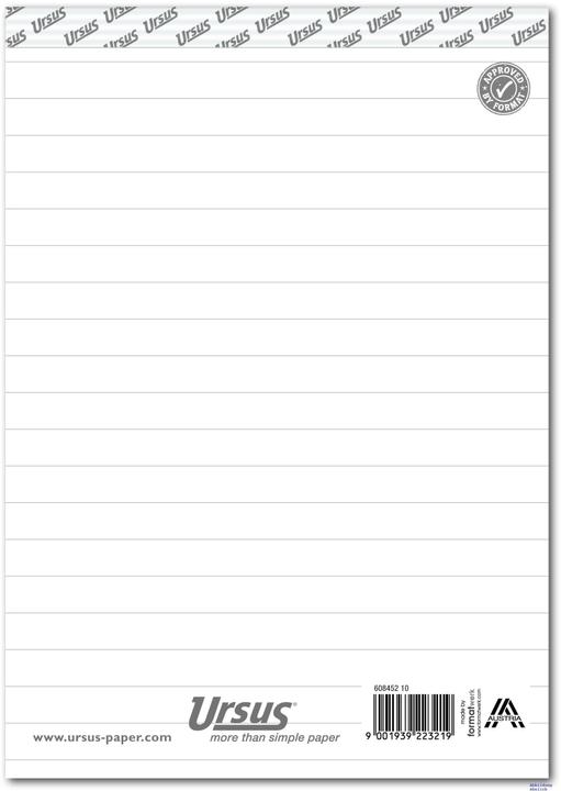 Nutritional values and ingredients Ursus Notepad (A5, Lined)