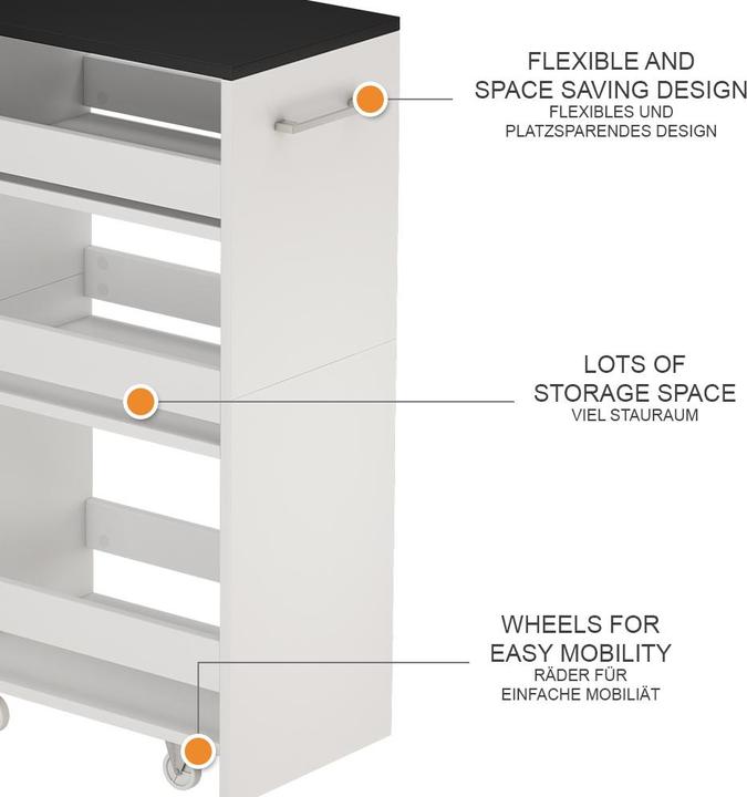 Actual product image Vicco Rivo mobile shelving unit, white/anthracite, 30 x 84.8 cm