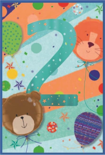 Actual product image Simon Elvin Balloons 2nd Birthday Greetings Card (Pack of 6) (6 pcs.)