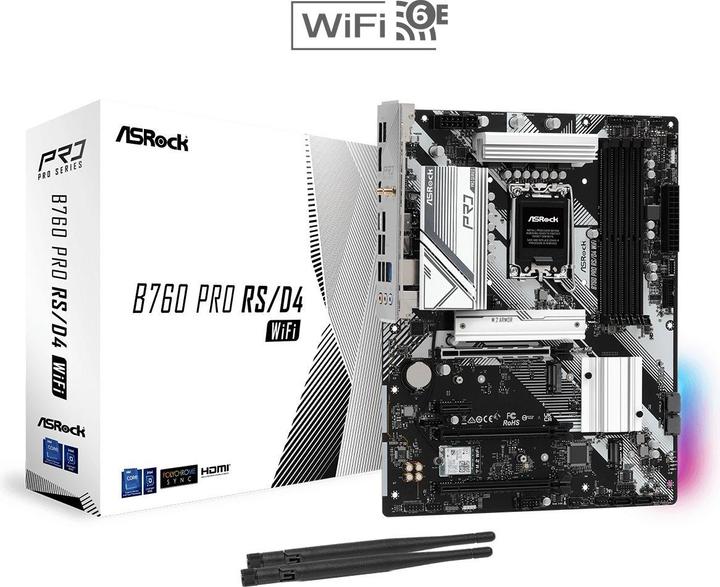 Immagine prodotto AsRock B760 PRO RS/D4 WIFI (LGA 1700, Intel B760, ATX)