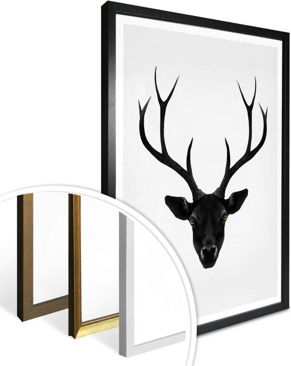 Actual product image Trenddeko The Black Deer - Black Deer (24 x 30 cm)