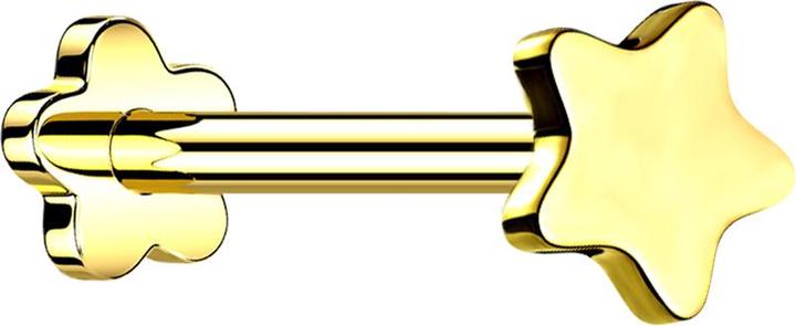 Actual product image Star Piercing Micro threadless labret flower gold-plated star (Titanium G23, without brass)