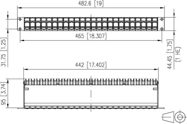 Produktbild Metz Connect E-DAT C6A modul 24 Port 180°M - Patch Panel - Schwarz - 1U - 48.3 cm (19")