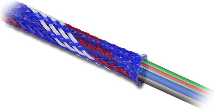 Produktbild Delock Geflechtschlauch dehnbar 2 m x 6 mm blau-rot-weiss (Kabelschlauch, 200 cm)