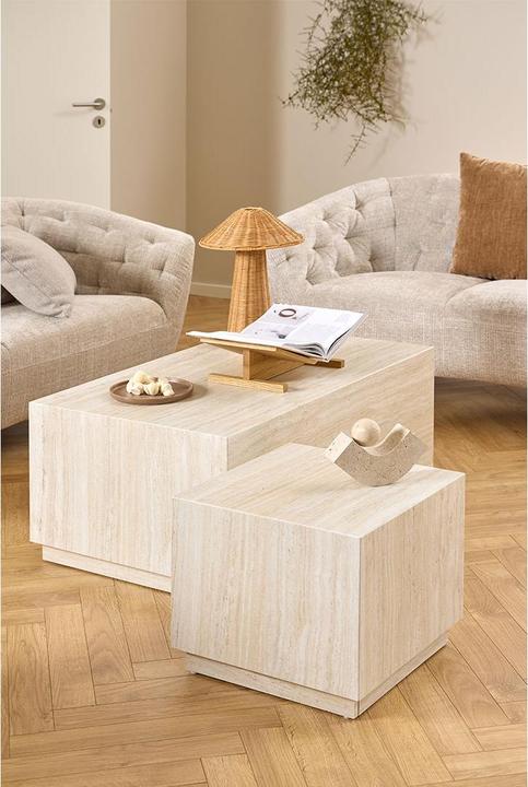 Produktbild AC Design Dice Couchtisch Travertin-Rohpapier (100 x 60 x 42 cm)