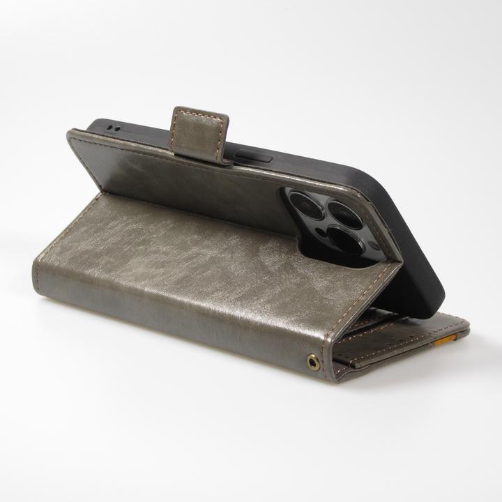 Produktbild PhoneLook Leder Tasche Flip Wallet mit Akzentstreifen & Kartenhalter (Apple iPhone 13 Pro Max)
