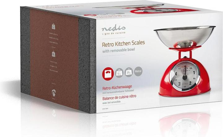 Actual product image Nedis Kitchen Scale Retro Ana Logo Metal Red, KASC110RD