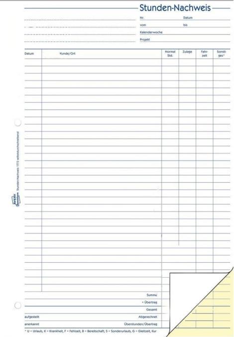 Actual product image Avery Recording of working time / proof of hours (40 x)