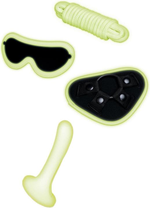 Produktbild Xgen Products Whipsmart 4 Pcs Glow In The Dark Strap-On Set With Eyemask & Silk Rope White One Size