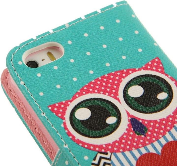Produktbild König Design Schutzhülle Handytasche (Flip Quer) für Handy Apple iPhone 5 / 5s Eule mit Herz (Apple iPhone 5)