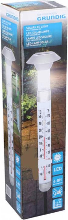 Actual product image Grundig LED Solar Light Outdoor Thermometer Earth Spike