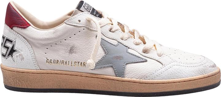 Golden Goose ball star sneakers in leather and suede color white / silver / red (42)