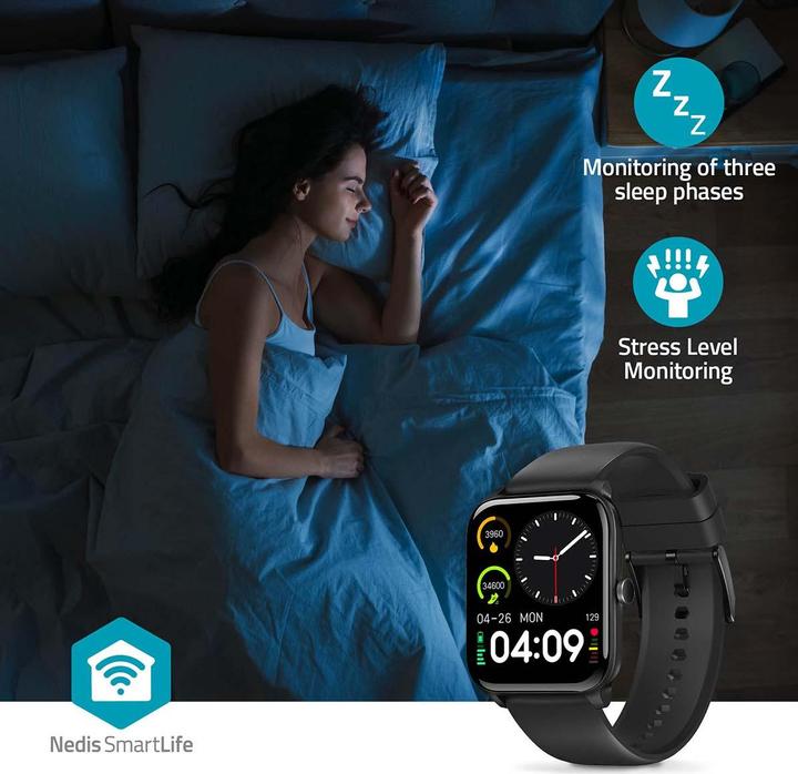 Actual product image Nedis SmartLife watch | LCD | IP68 | Maximum operating time: 14400 min | Android™ / IOS | Black