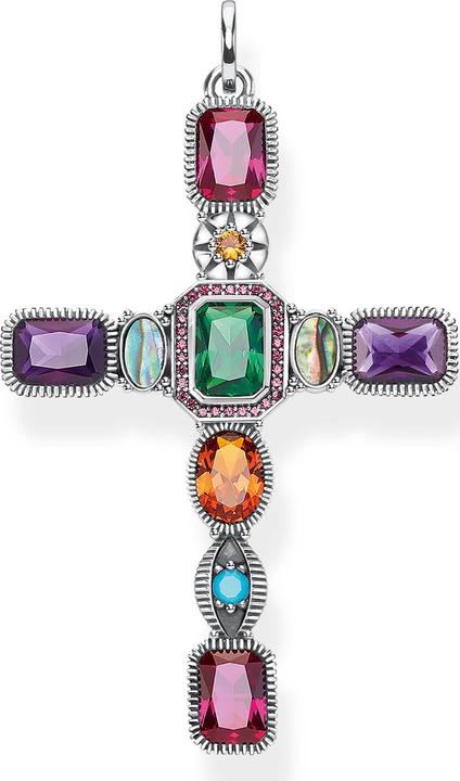 Thomas Sabo Anhänger Kreuz farbige Steine (Silber 925, Perlmutt)