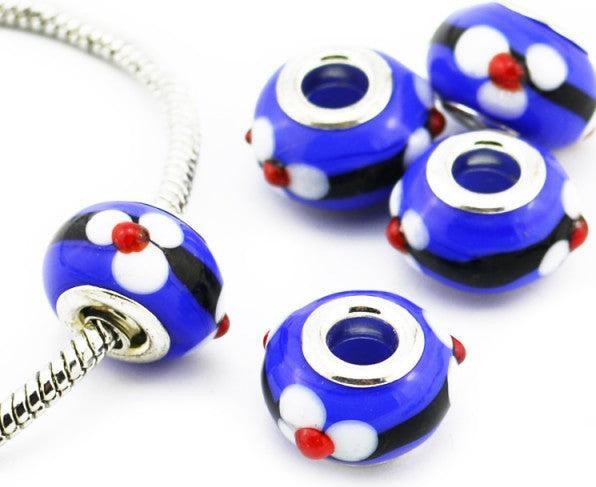 Hermex Glas Bead versilbert 925 - Silbrig Blau (Silber 925, Glas)