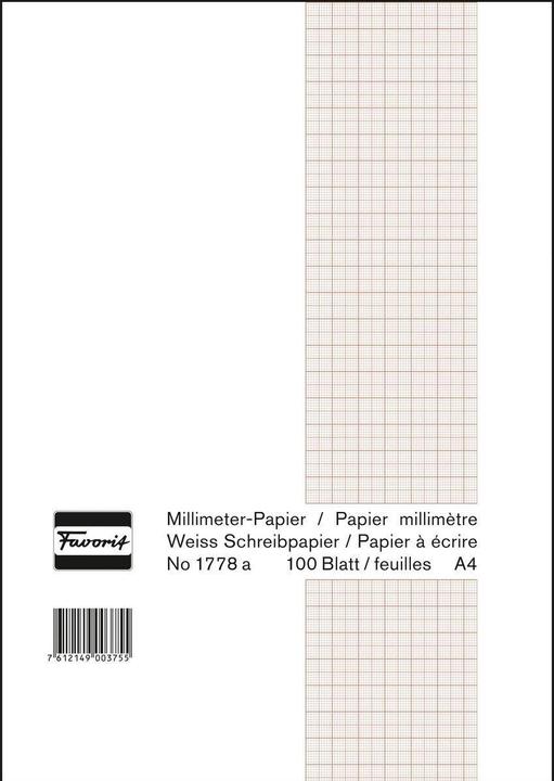 Produktbild Favorit Millimeterpapier Block weiss (21 x 29.7 cm, Kariert, Weicher Einband)