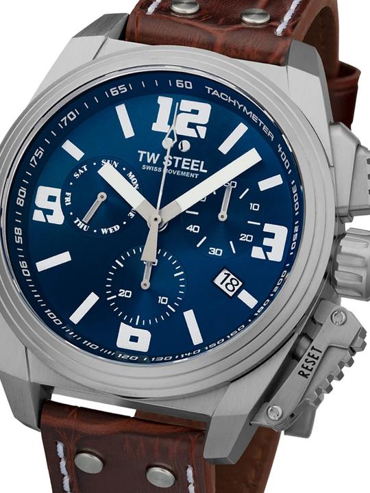 Image du produit TW-Steel TW1113 Canteen Chronographe Montre Homme 46mm 10ATM (Chronographe, 46 mm)