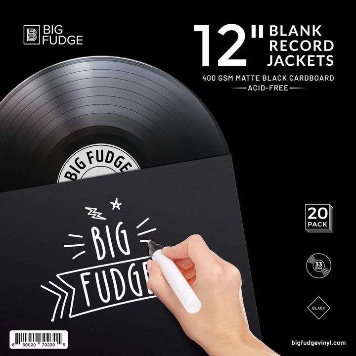 Produktbild Big Fudge Pro Blank Schallplatten Hüllen - 12" x Schwarz - 20 Vinyl LP Schutzhüllen 400 g/m² - Kompa (Platten)