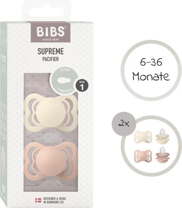 Actual product image Bibs Supreme silicone dummy (pack of 2), Blush & Ivory (size 2, 6-36M) (2 x, 6 - 12 M.)