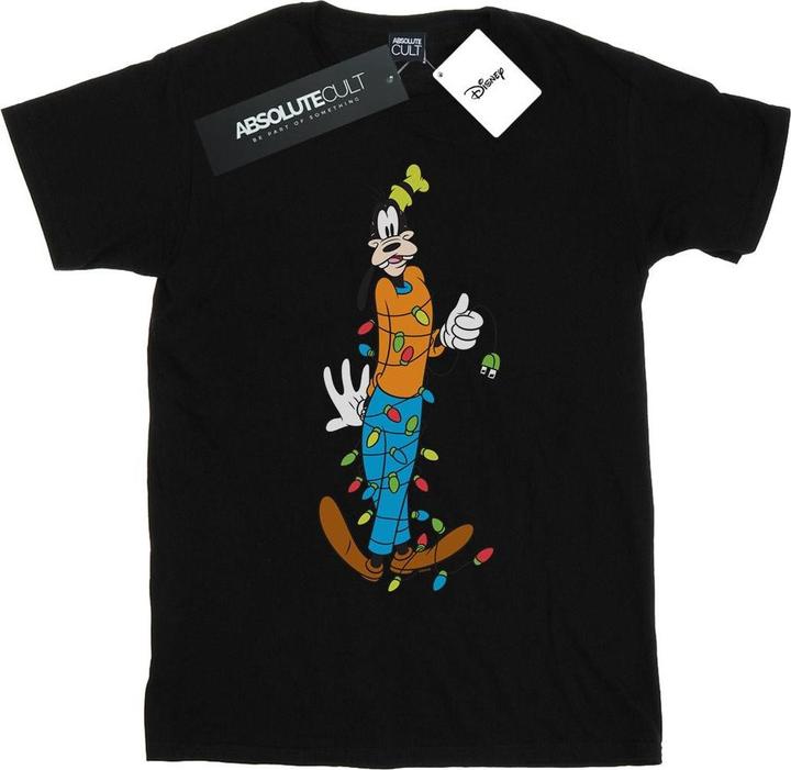 Actual product image Disney Womens/Ladies Goofy Christmas Lights Cotton Boyfriend T-Shirt (XL)