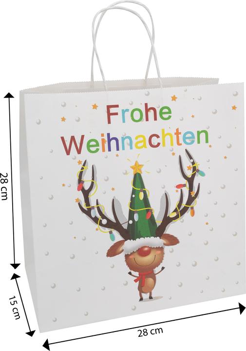 Produktbild Idena Geschenktasche Frohe Weihnachten/Elch mehrfarbig 28x28x15cm (Geschenktüte)
