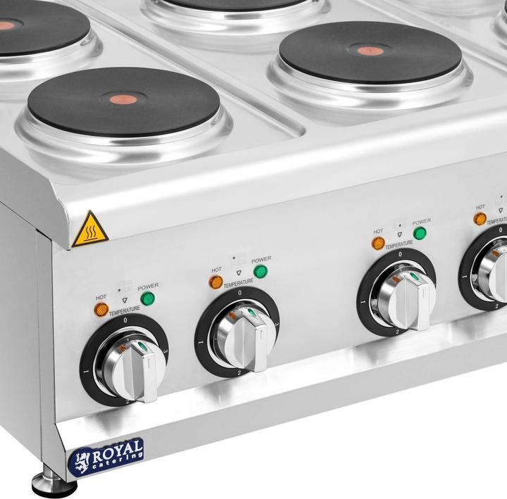 Actual product image Royal Catering Commercial Electric Cooker - 12 kW - 6 plates - 90 x 65 cm - Pro 650 Series -
