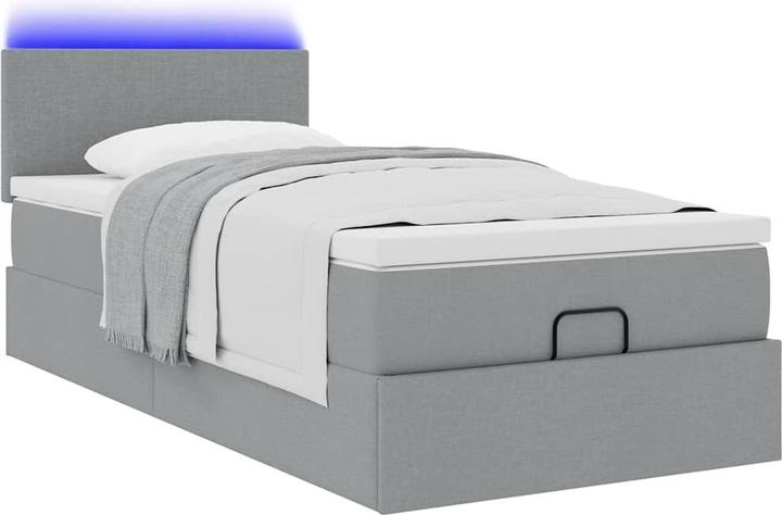 Produktbild VidaXL Ottoman-Bett mit Matratze Hellgrau 90x190 cm Stoff (90 x 190 cm)