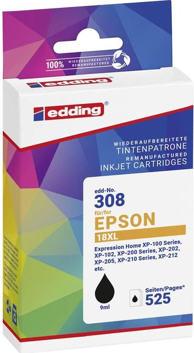 Produktbild Edding Druckerpatrone ersetzt Epson T18XL (T1811) Kompatibel Schwarz EDD-308 1