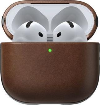 Actual product image Nomad Modern Leather Case Airpods 4 Brown (Headphone bag)