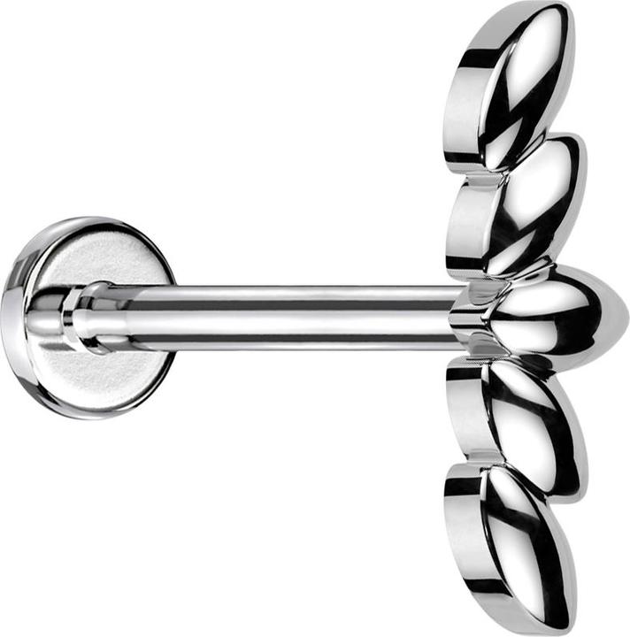 Produktbild Star Piercing Micro Labret Innengewinde silber fünf Ovale Blätter silber (Messing, Chirurgenstahl 316L)