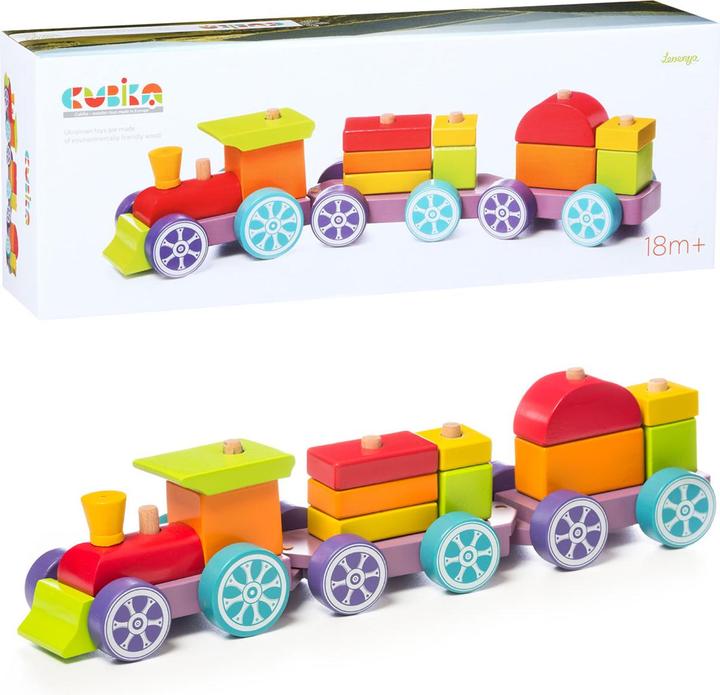 Actual product image Cubika Cabika wooden train "Rainbow Express