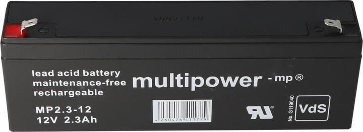 Actual product image Multipower Akku MP2.2-12 Blei Akku, 4,8mm Faston Stecker MP2,2-12 (12 V, 2.20 Ah)