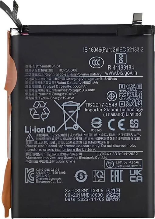 Actual product image Clappio Battery for Xiaomi 13T / Poco X6 Pro Capacity 5000mAh