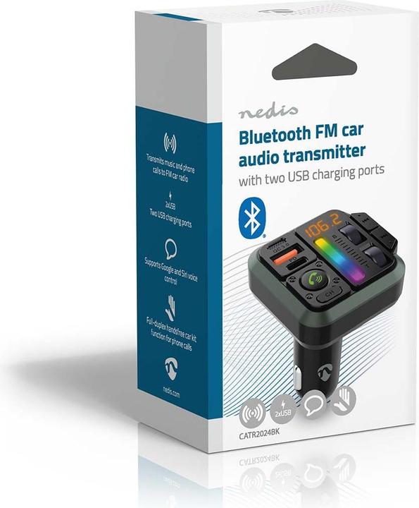 Immagine prodotto Nedis Trasmettitore FM per auto - Fisso - Vivavoce - 1" - Schermo ambrato - Bluetooth - PD 18 W/PD 2