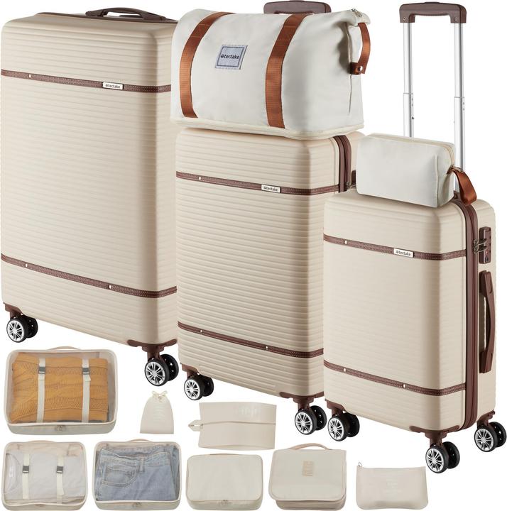 Immagine prodotto tectake Set di valigie da viaggio Madison, 13 pezzi, lucchetto TSA (92 l)