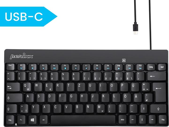 Produktbild Perixx USB-Tastatur Deutsch, QWERTZ Schwarz USB-Anschluss (DE, Kabelgebunden)