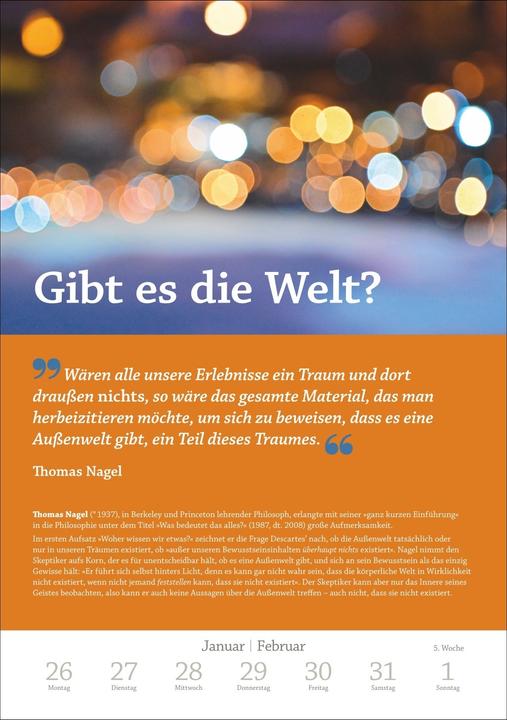 Produktbild Harenberg DIE ZEIT Philosophie Wochen-Kulturkalender 2026 - 53 Denkanstösse für 2026 (Deutsch)