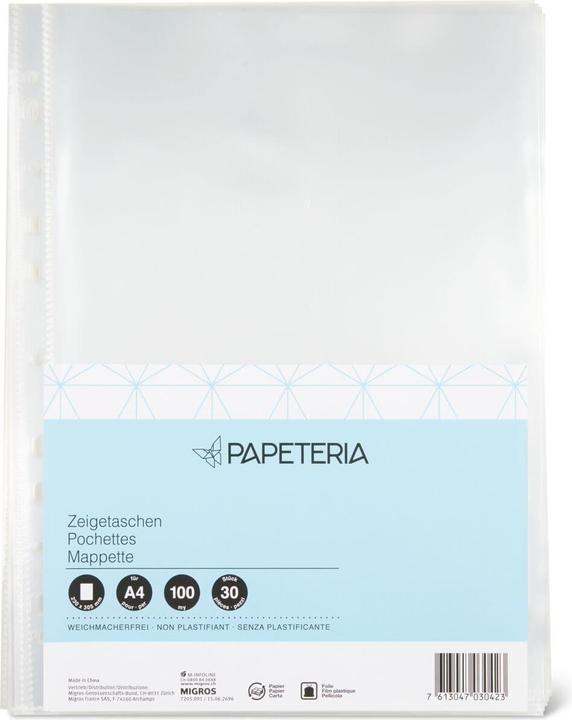 Produktbild Papeteria Zeigetaschen 100 my (A4, 30 x)