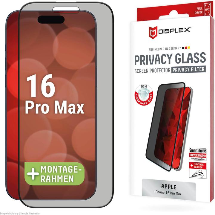Produktbild Displex Privacy Glass, Privacy Full Cover Panzerglas (1 Stück, Apple iPhone 16 Pro Max)