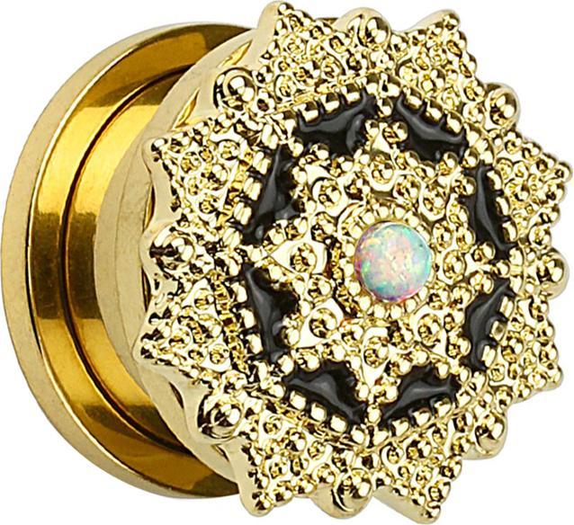 Immagine prodotto Star Piercing Spina Scudo Tribale placcata in oro 14k con sfera di opale (Acciaio chirurgico 316L, Ottone)