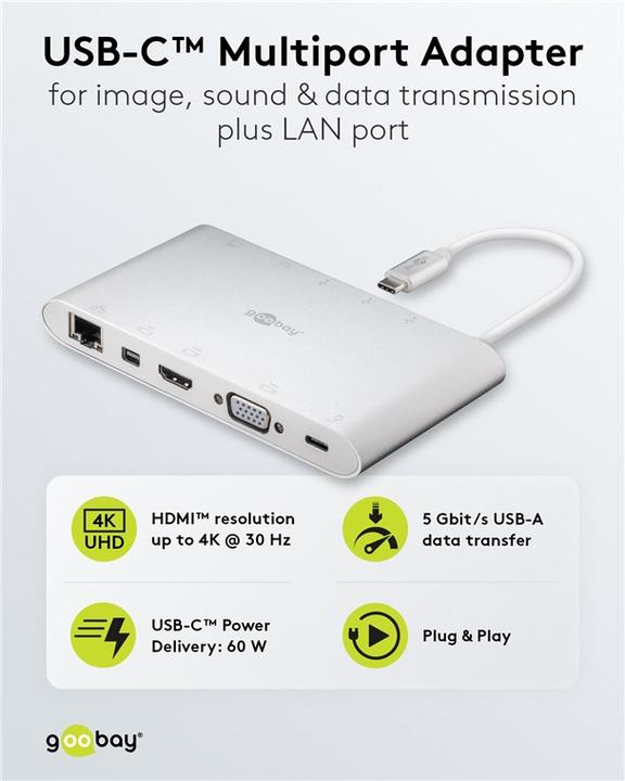 Actual product image Goobay USB-C Multiport-Adapter (USB-C, 11 Ports)