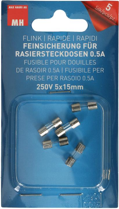Actual product image Max Hauri for shaver sockets 0.5A 250V 5x15mm, 5 pcs. (Micro fuse, 0.50 A, Nimble)