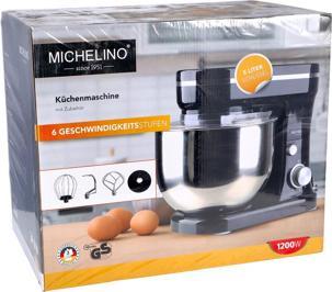 Produktbild Michelino Küchenmaschine 1200 Watt Schwarz mit Zubehör (1200 W)