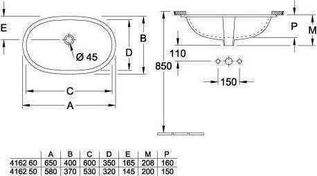 Produktbild Villeroy & Boch V&B Unterbauwaschtisch O.NOVO mit ÜL 600x350mm we (350 mm, 600 mm)